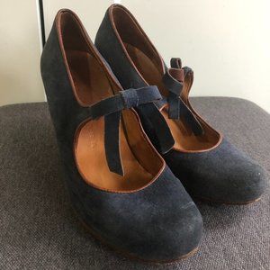 CHIE MIHARA DARK BLUE SUEDE HEELS 36.5